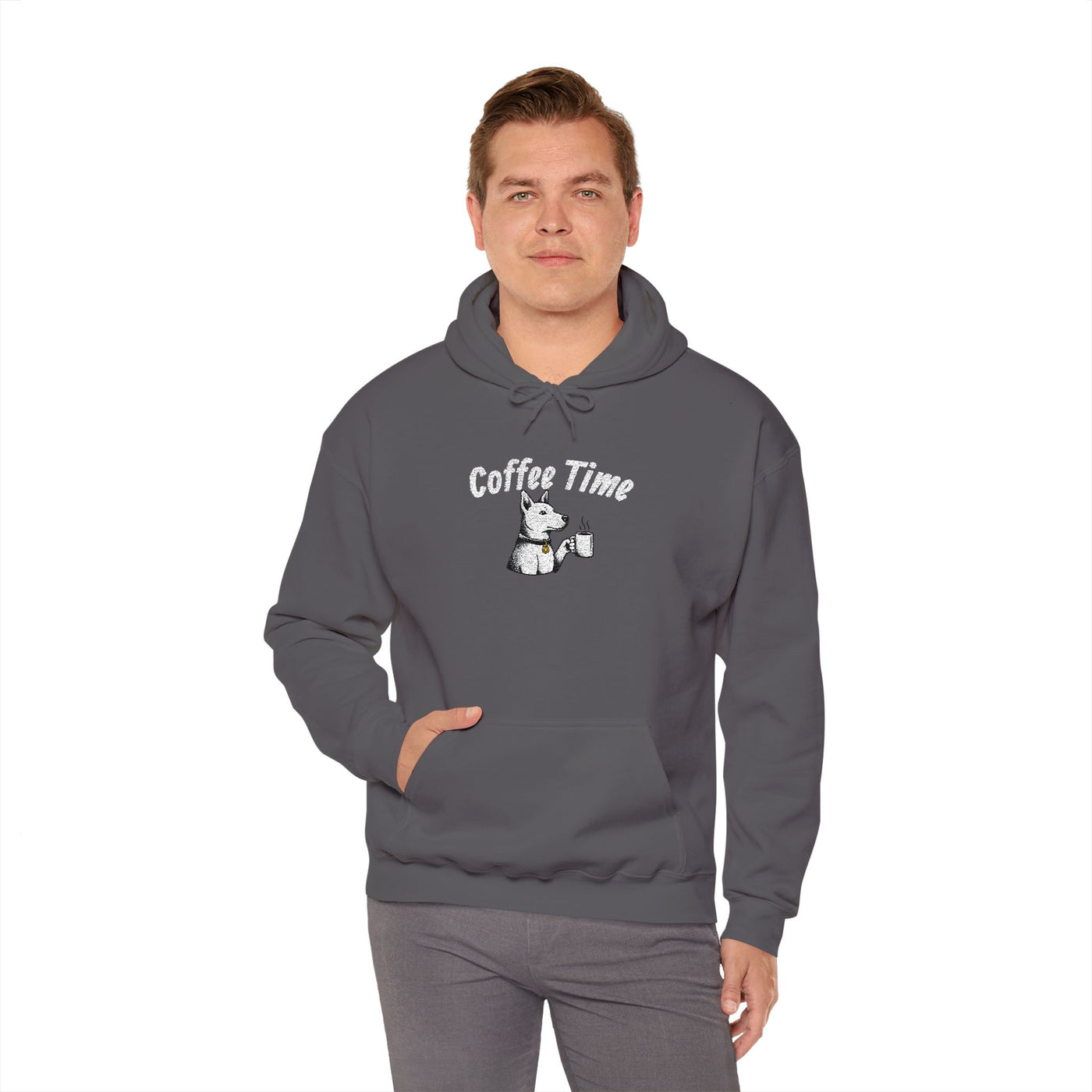 Coffee Time Dog Embroidered style 1 Unisex Pullover Hoodie