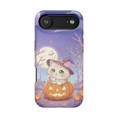 Halloween cute kitten anime style 1 Magnetic Phone Case, Cat Lover Gift, Impact-Resistant iPhone Case, Funny Pet Accessory, Unique Animal Design
