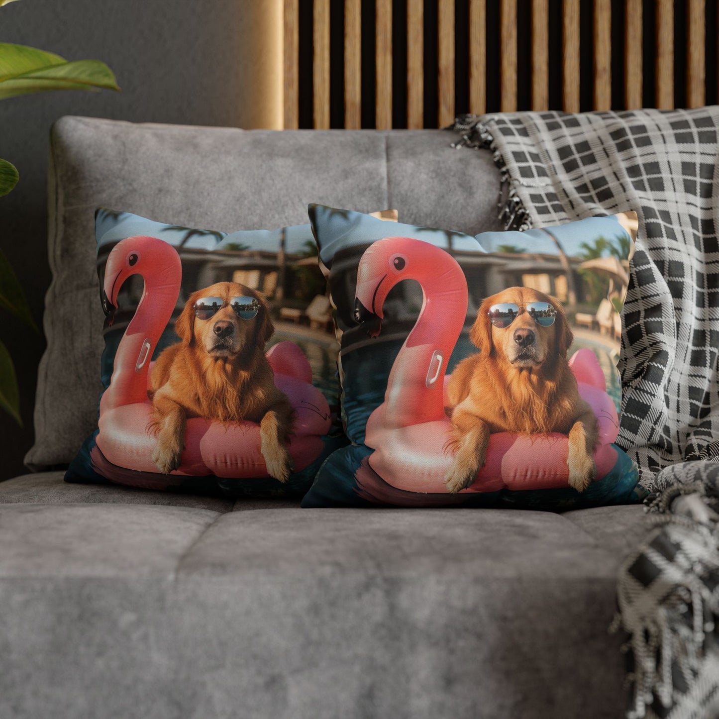 Relaxing Dog Swimming Cozy Polyester Decorative Pillowcase