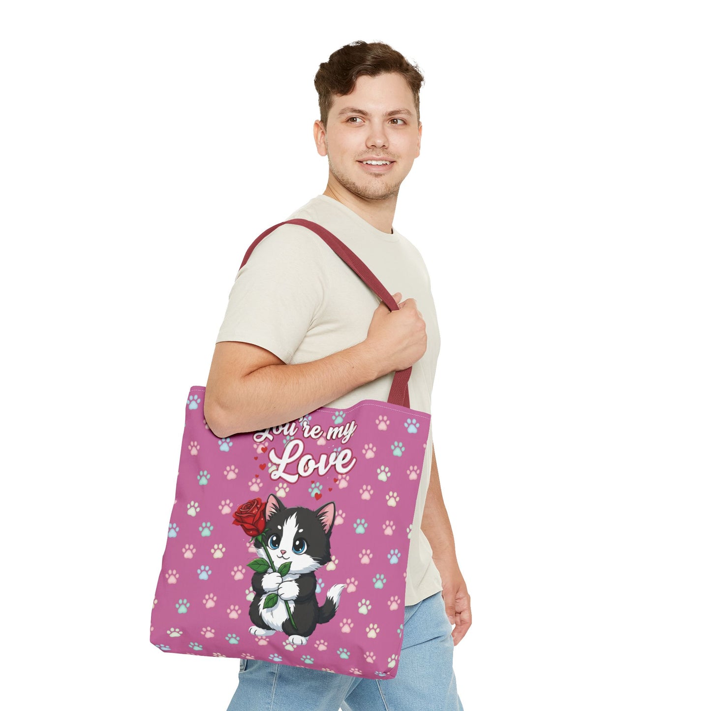 Cute Cat Lover Tote Bag - You're My Love style 1