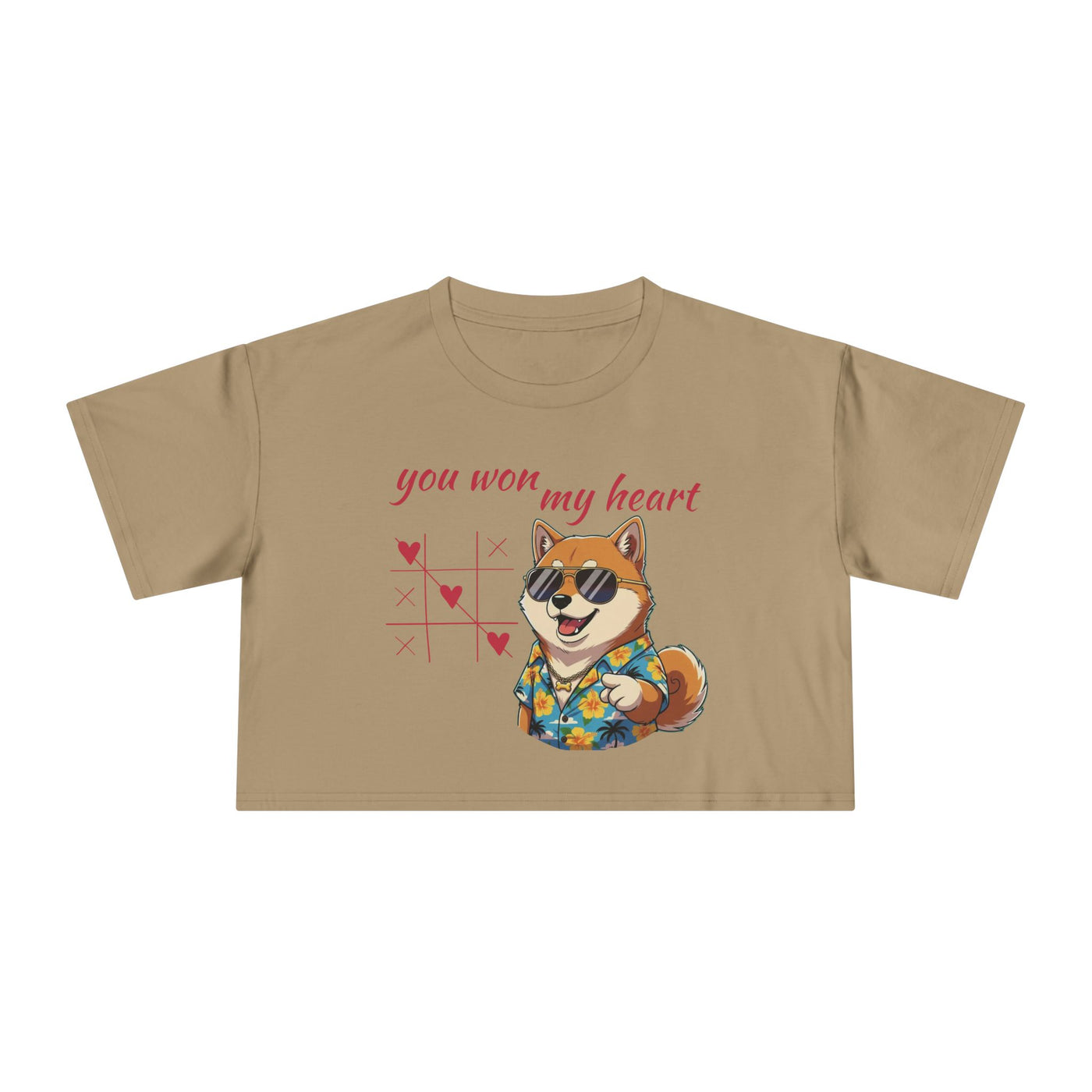 Cute Graphic Crop Tee - 'You Won My Heart', Women's Fashion, Gift for Animal Lovers, Casual Outfit, Summer Style, Funny Shirt