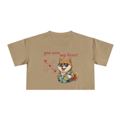 Cute Graphic Crop Tee - 'You Won My Heart', Women's Fashion, Gift for Animal Lovers, Casual Outfit, Summer Style, Funny Shirt