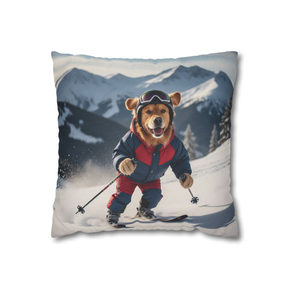 Skiing Dog Graphic Fun & Cozy Decorative Pillowcase