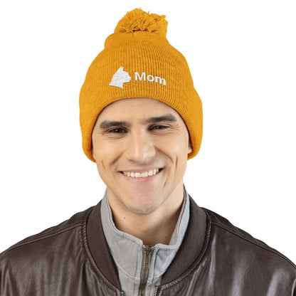 Embroidered Cat Mom Pom-Pom Knit Cap
