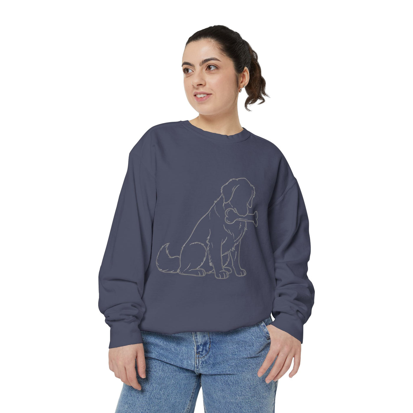 Sitting Dog Shadow style 1 Cozy Graphic Unisex Crewneck Sweatshirt