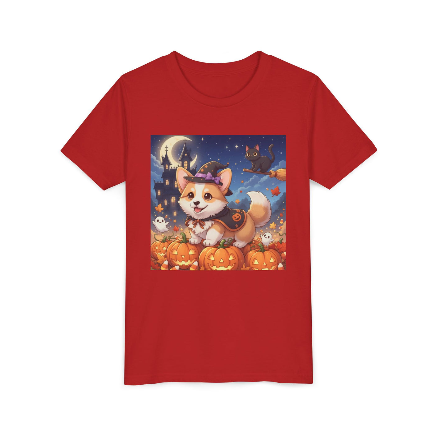 Halloween cute puppy anime style 4 Youth Tee, Short Sleeve T-Shirt, Kids Halloween Apparel, Cute Dog Tee, Fall Outfit for Children