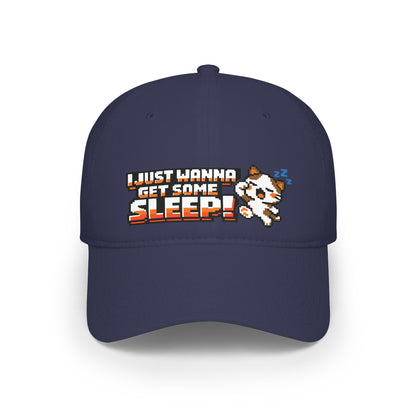 I Just Wanna Get Some Sleep Pixel Cat Low Profile Cap Hat