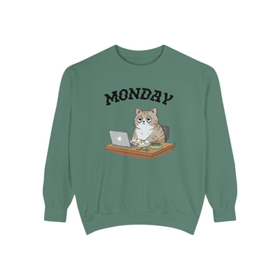 Monday Face Cat Stares Blankly Unisex Crewneck Sweatshirt style 4