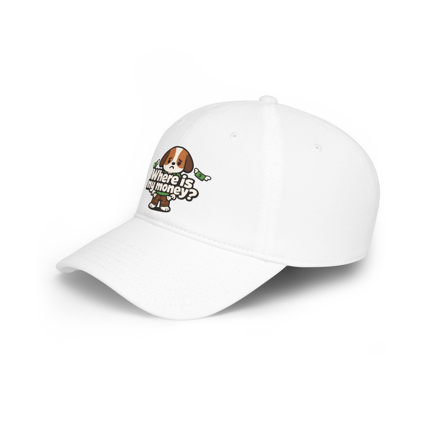 Where is my money Cute Dog Low Profile Cap Hat
