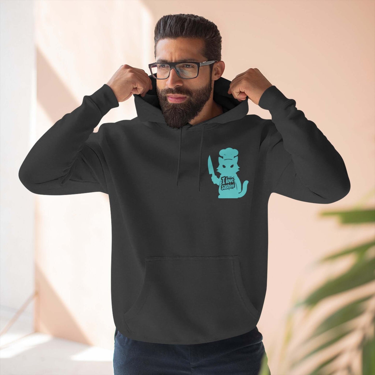 Cat Love Sashimi Graphic Unisex Fleece Hoodie