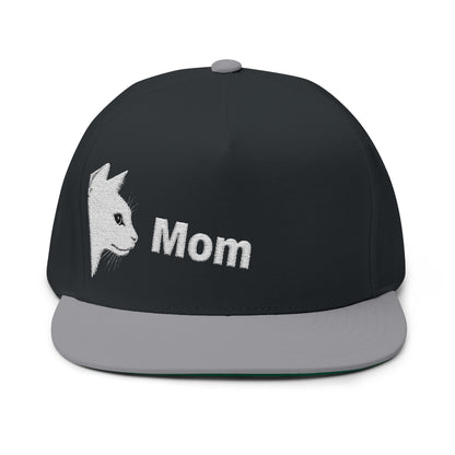 Stylish Embroidered Cat Mom Flat Bill Cap style 4