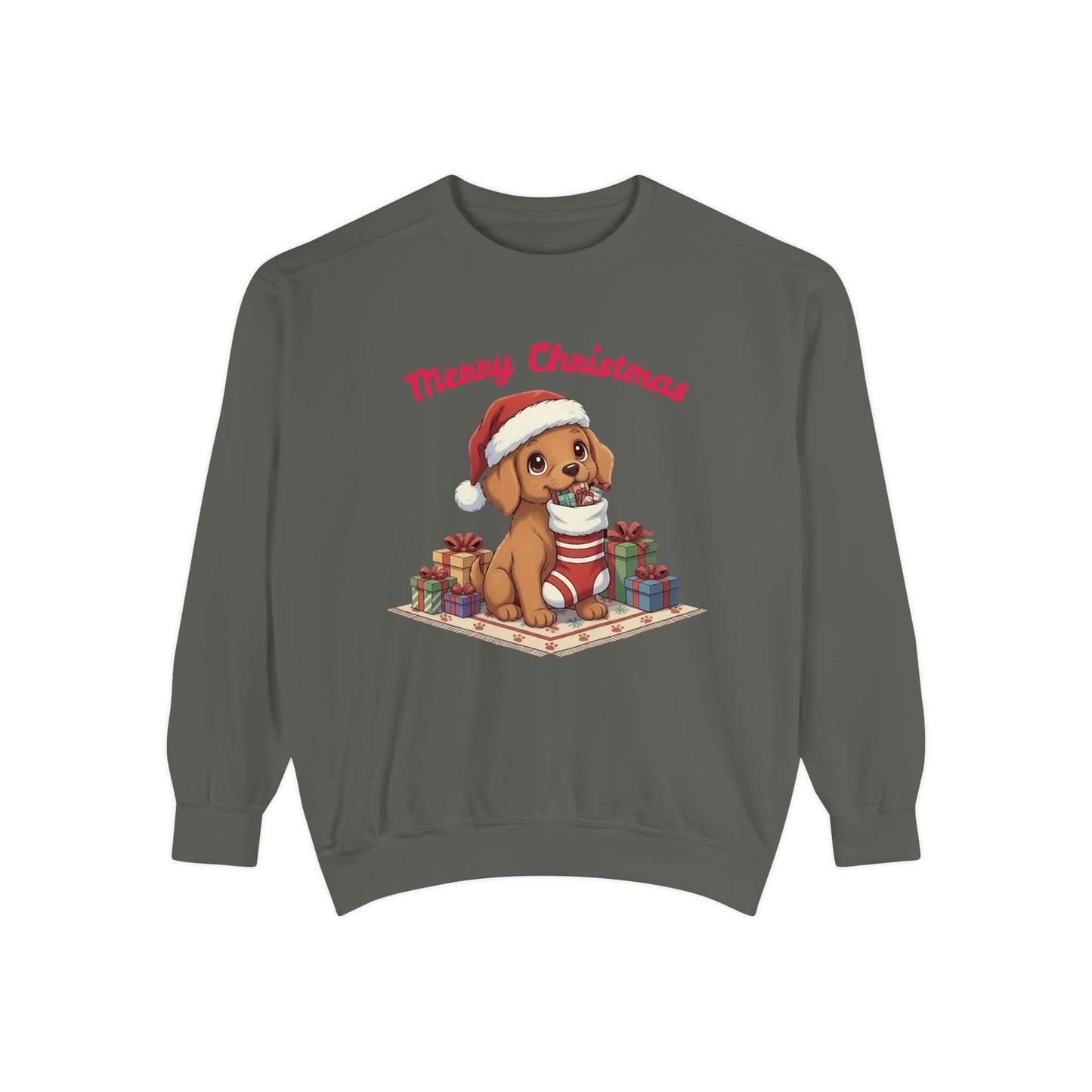 Puppy wait for Christmas presents Unisex Crewneck Sweatshirt style 2