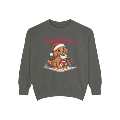 Puppy wait for Christmas presents Unisex Crewneck Sweatshirt style 2