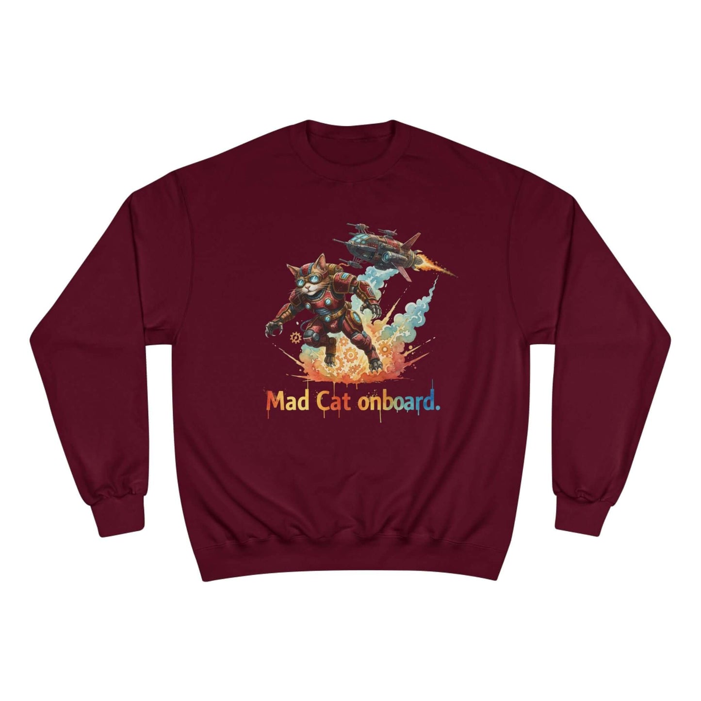 Mad Cat Onboard Graphic Champion Crewneck Sweatshirt style 2