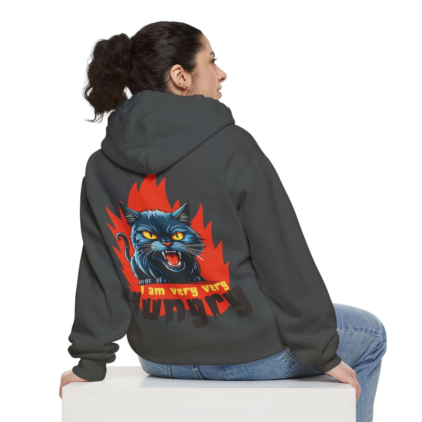 I am very very Hungry - Cartoon Cat Unisex Pullover Hoodie