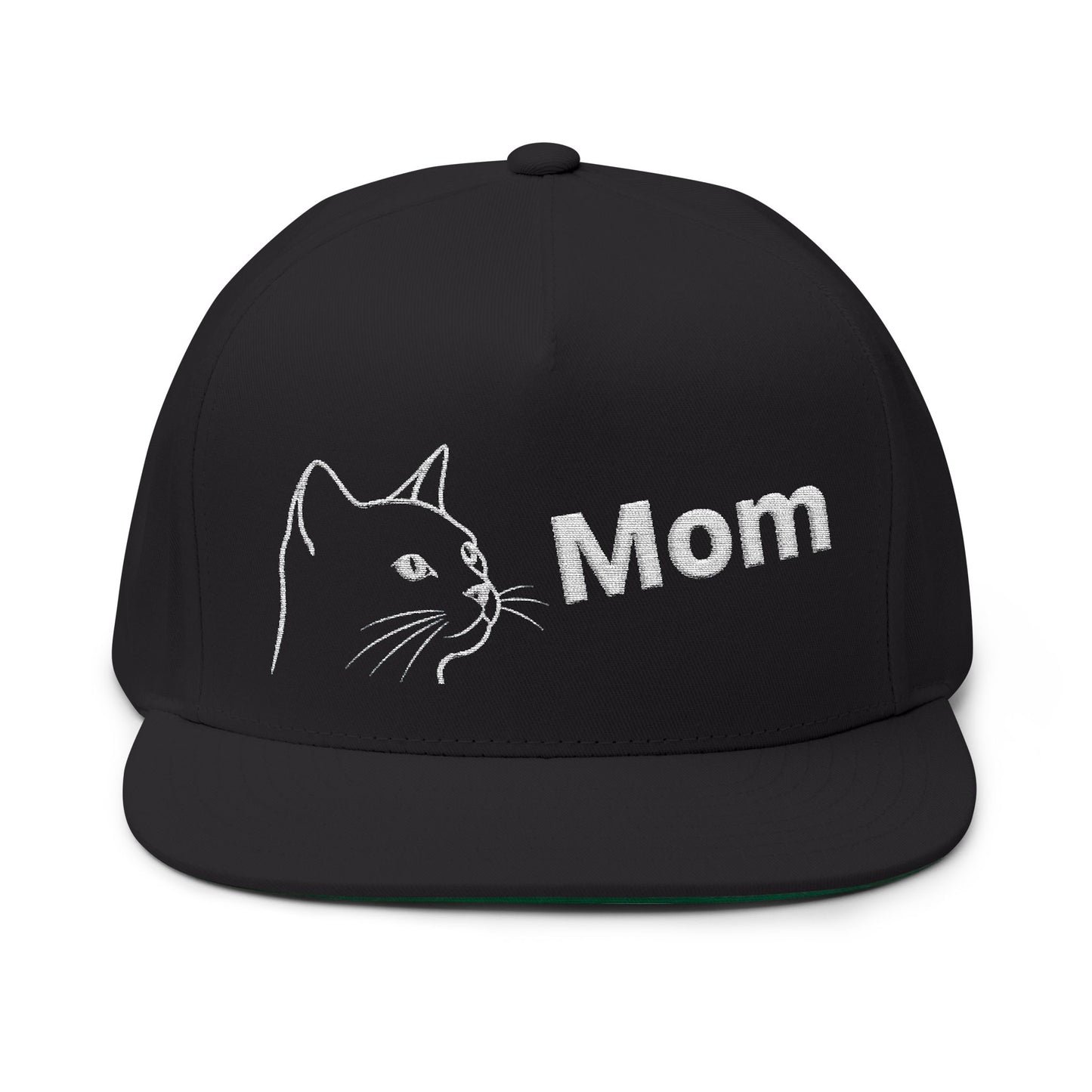 Stylish Embroidered Cat Mom Flat Bill Cap style 1