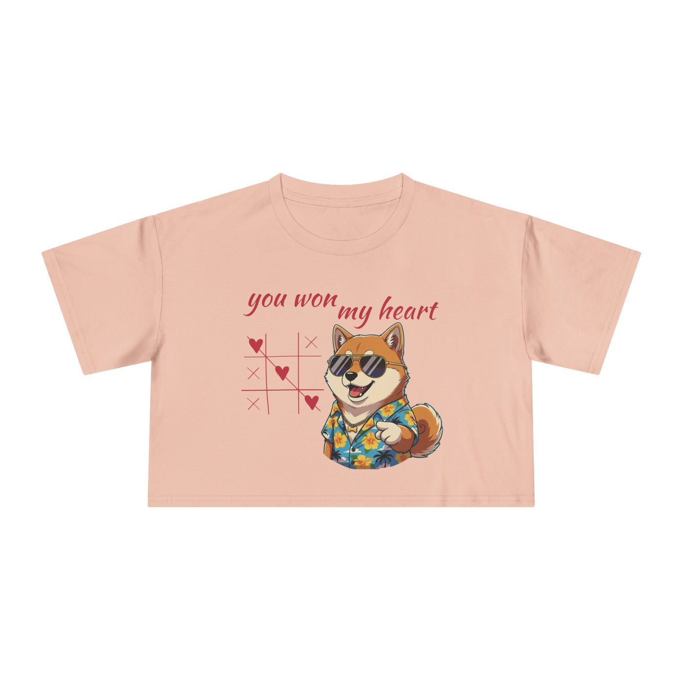 Cute Graphic Crop Tee - 'You Won My Heart', Women's Fashion, Gift for Animal Lovers, Casual Outfit, Summer Style, Funny Shirt