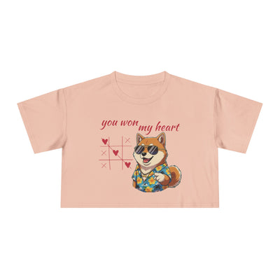 Cute Graphic Crop Tee - 'You Won My Heart', Women's Fashion, Gift for Animal Lovers, Casual Outfit, Summer Style, Funny Shirt