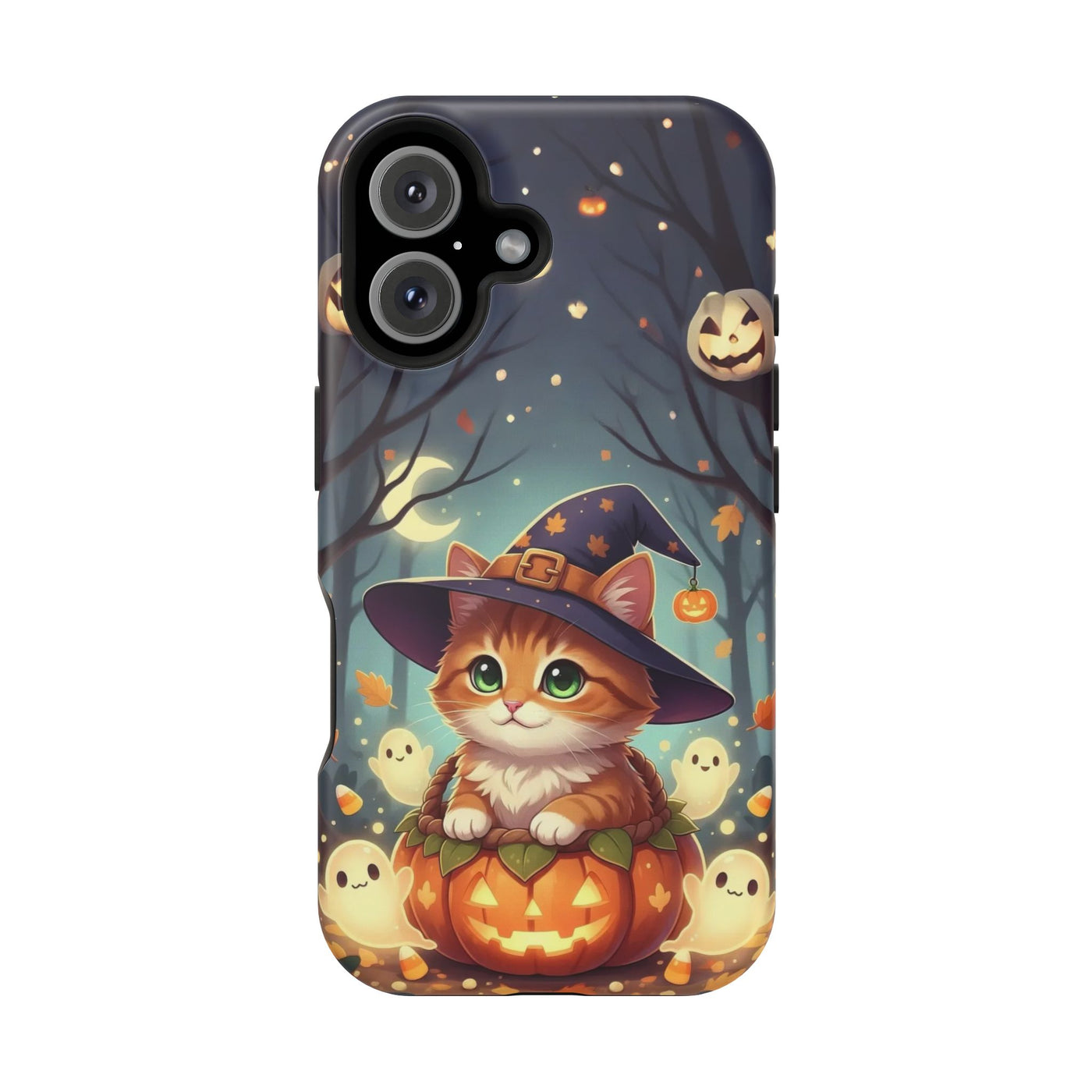 Halloween cute kitten anime style 3 Magnetic Phone Case, Cat Lover Gift, Impact-Resistant iPhone Case, Funny Pet Accessory, Unique Animal Design