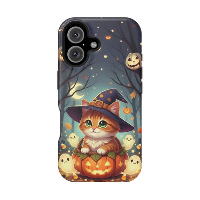 Halloween cute kitten anime style 3 Magnetic Phone Case, Cat Lover Gift, Impact-Resistant iPhone Case, Funny Pet Accessory, Unique Animal Design