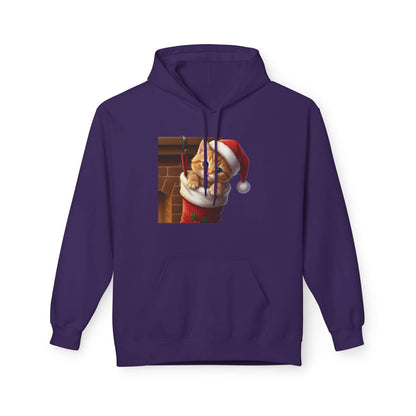 Kitten hiding in Christmas stocking Unisex Fleece Hoodie style 4