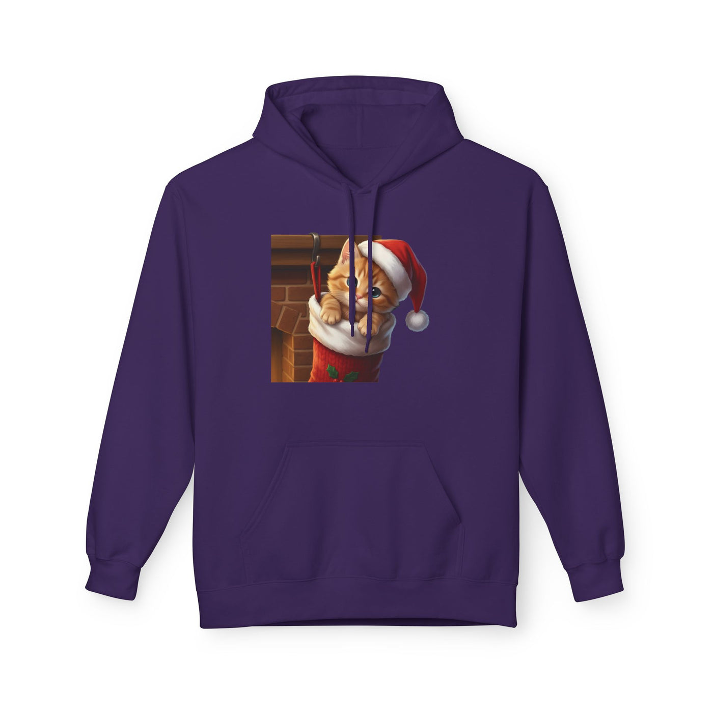 Adorable kitten hiding in Christmas stocking style 4 Cozy Graphic Unisex Midweight Softstyle Fleece Hoodie