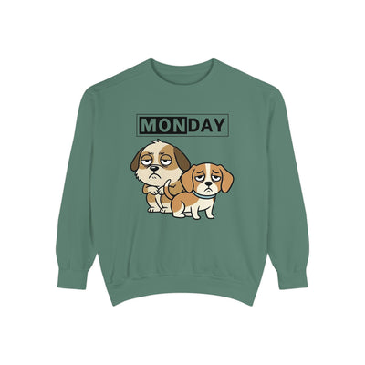 Monday Face Dog Stares Blankly Unisex Crewneck Sweatshirt style 1