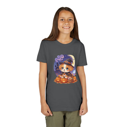 Halloween cute puppy anime style 5 Youth Tee, Short Sleeve T-Shirt, Kids Halloween Apparel, Cute Dog Tee, Fall Outfit for Children