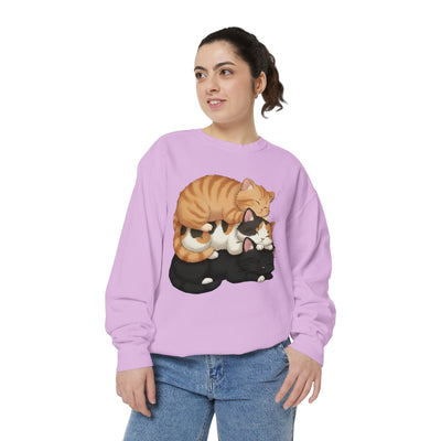 3 Cute Sleeping Cats style 5 Cozy Graphic Unisex Crewneck Sweatshirt
