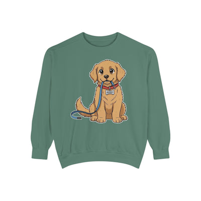 Cute Dog Walk Time style 2 Cozy Graphic Unisex Crewneck Sweatshirt