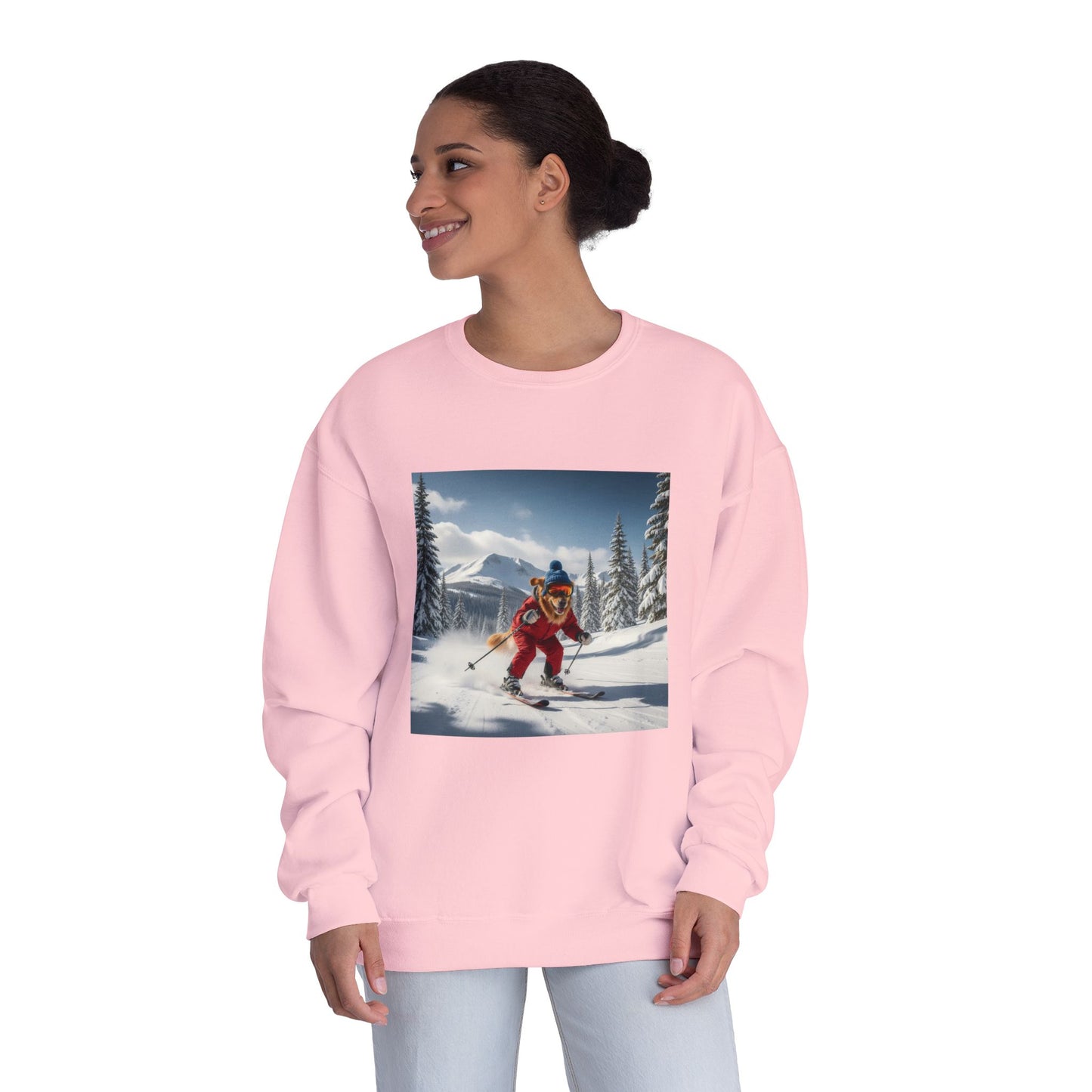 Skiing Dog Graphic Unisex NuBlend Crewneck Sweatshirt