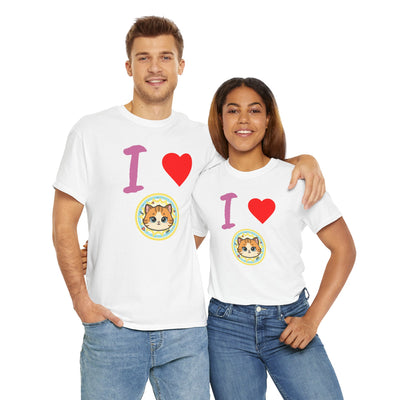 I Love Cats in Love Unisex Tee - Cute Cat T-Shirt for Pet Lovers, Cat Owners, Sports Enthusiasts, Gifts for Animal Lovers, Casual Everyday Wear