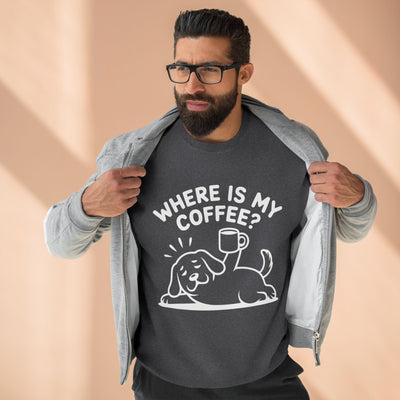 "Where is my coffee?" Dog Outline style 2 Unisex Crewneck Sweatshirt