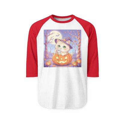 Halloween Cute Kitten Anime Unisex Raglan Shirt style 1