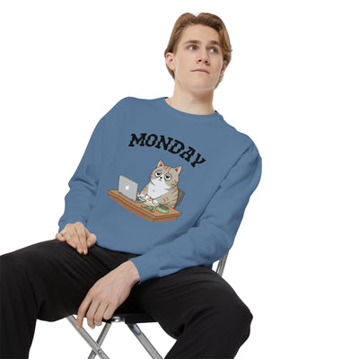 Monday Face Cat Stares Blankly Unisex Crewneck Sweatshirt style 4