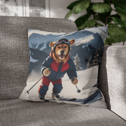 Skiing Dog Graphic Fun & Cozy Decorative Pillowcase