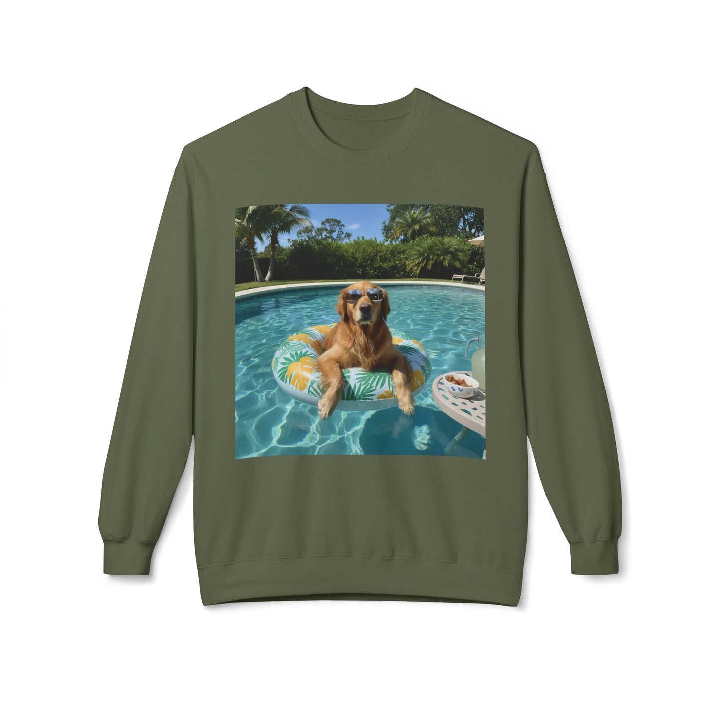 Swimming Pool Vibes Graphic Dog Unisex Crewneck Sweatshirt
