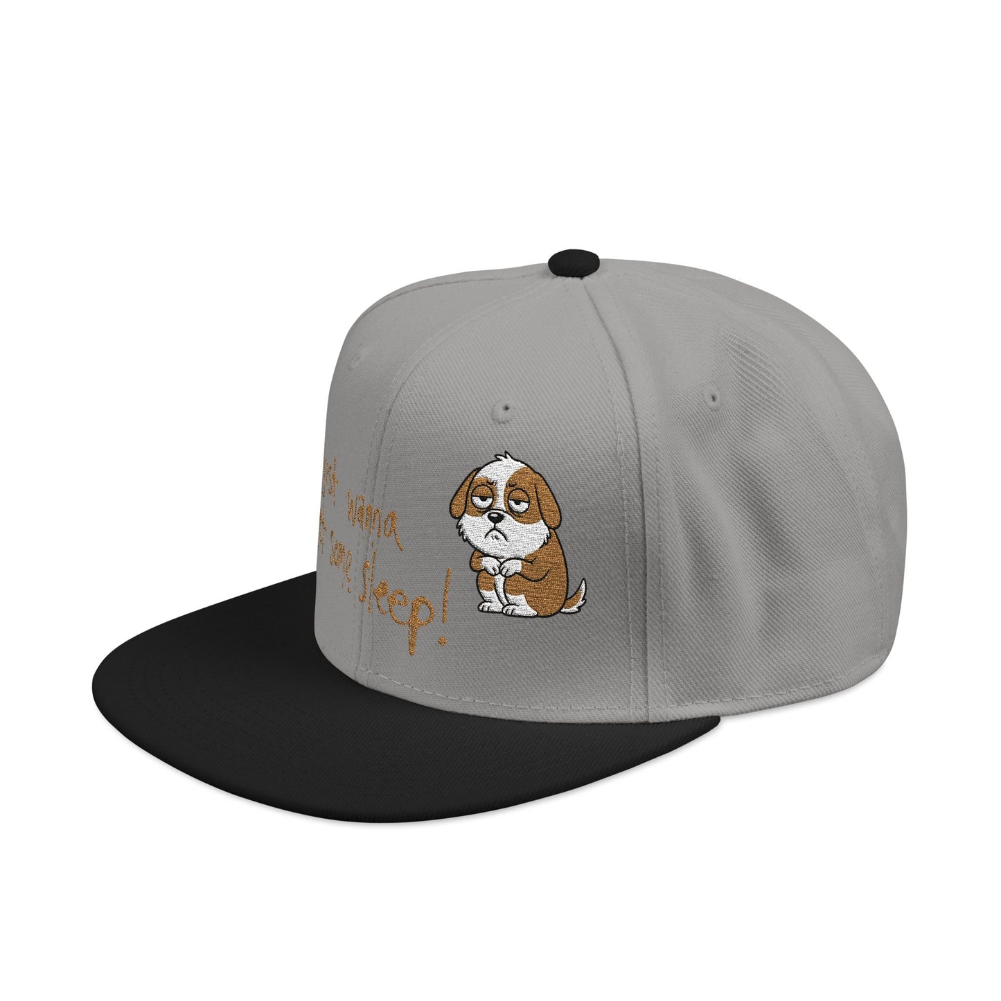 I just wanna get some sleep Embroidered Cute Puppy Snapback Hat