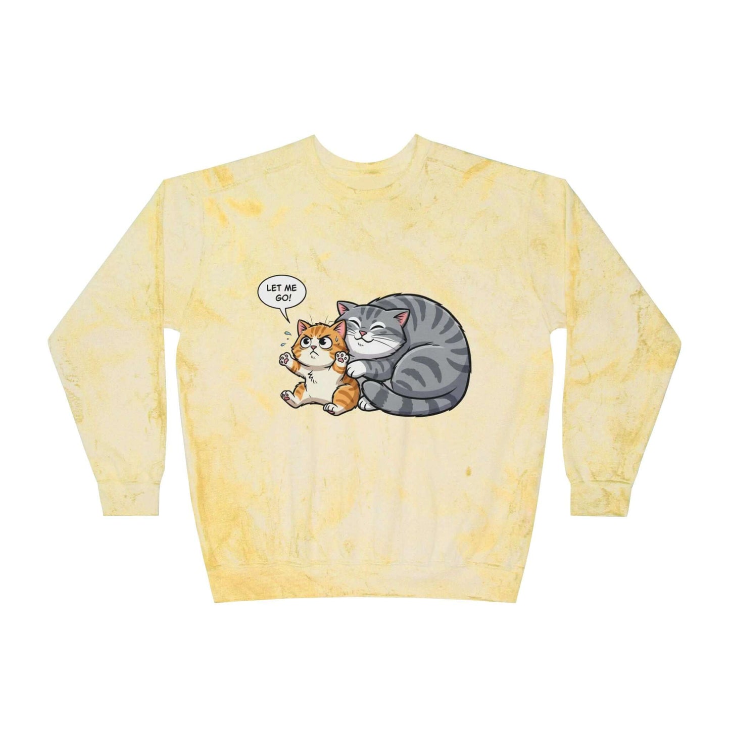Let Me Go Cat Cozy Crewneck Sweatshirt Tie-Dye style 4
