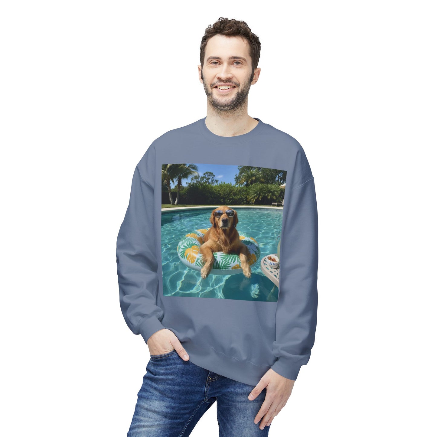 Swimming Pool Vibes Graphic Dog Unisex Crewneck Sweatshirt