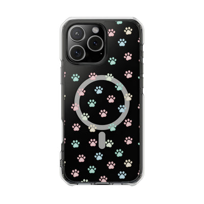 Cute Cat Paw Print Magnetic Clear Case for Pet Lovers