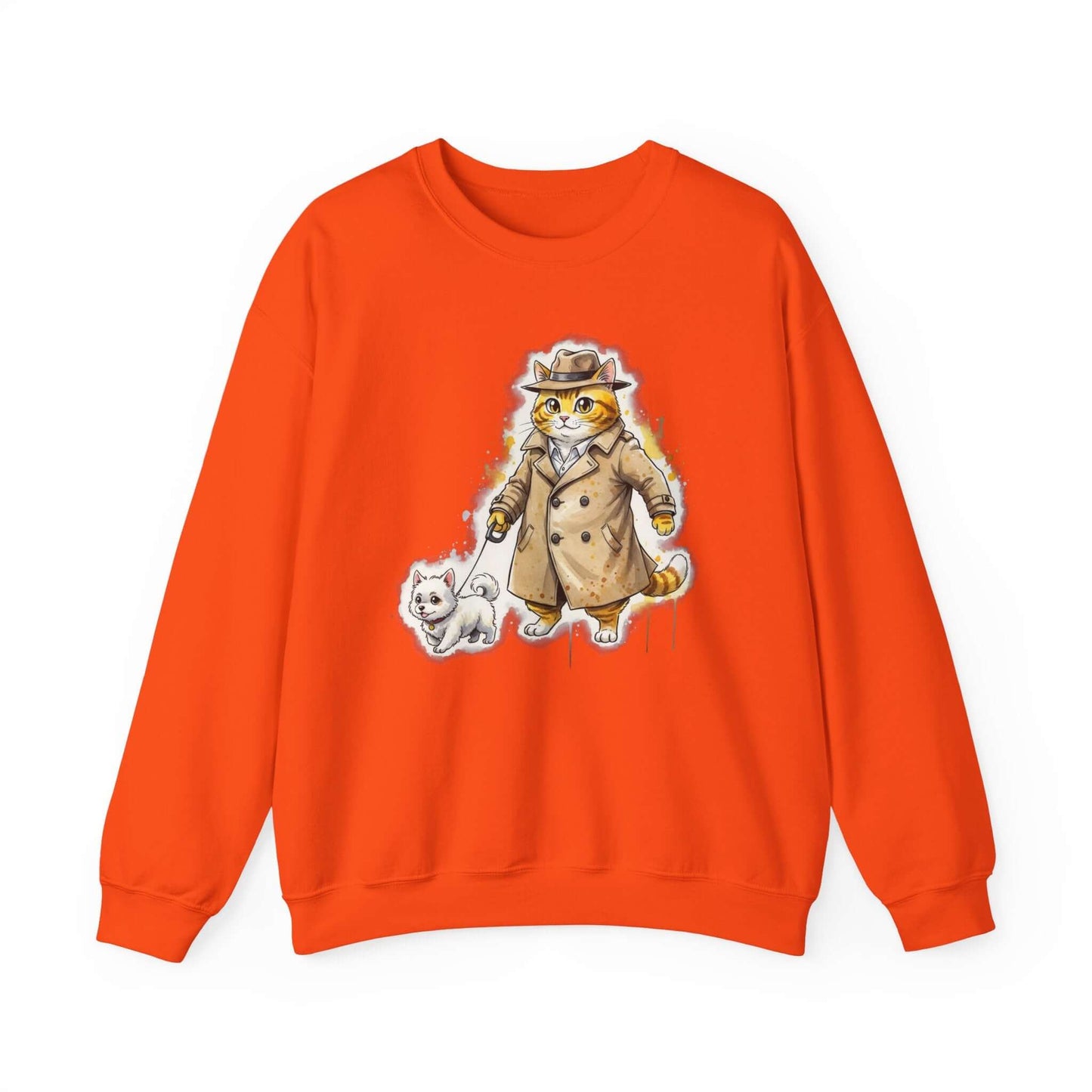 Watercolor Cat & Dog painting Unisex Crewneck Sweatshirt style 1