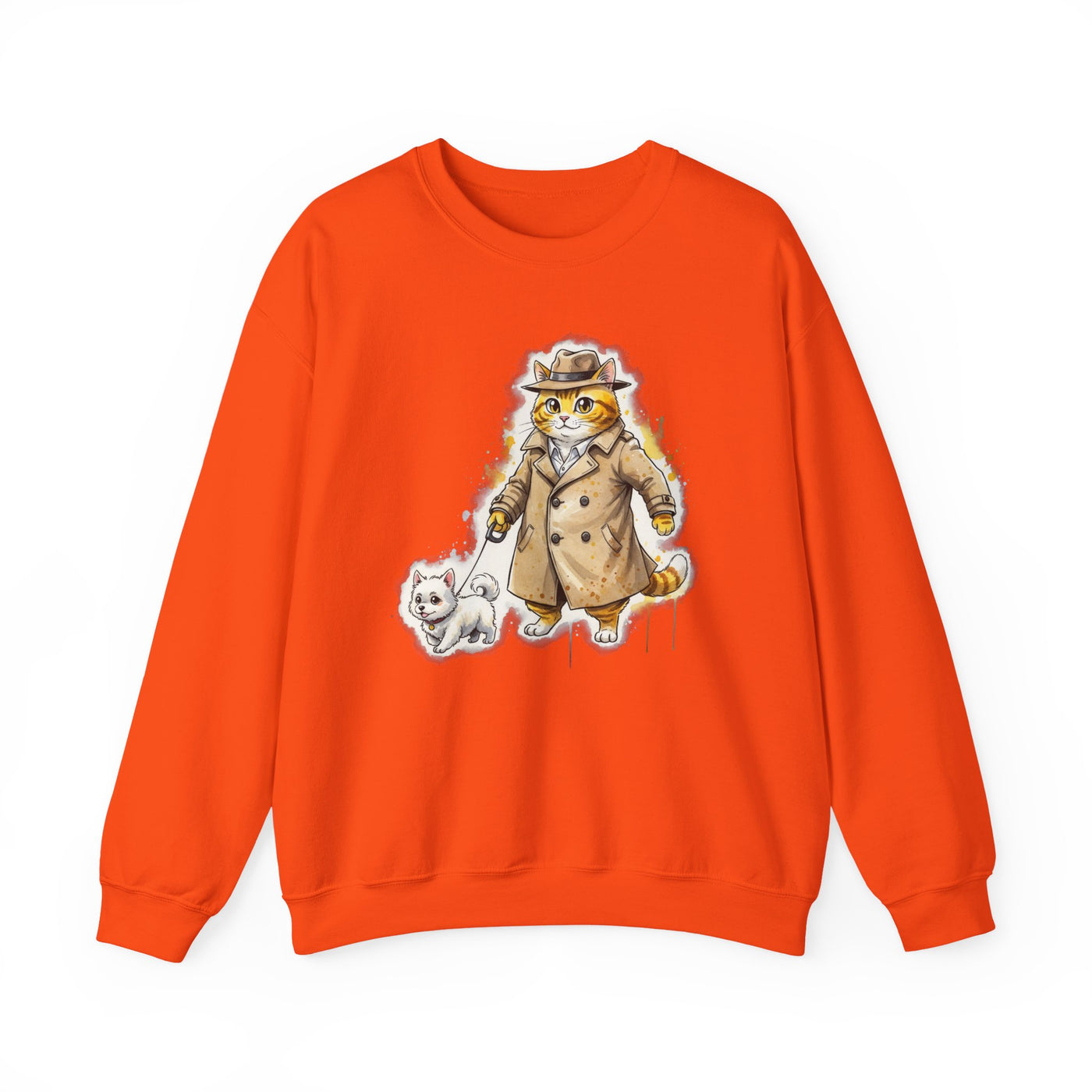 Watercolor painting style 10 Men & Women Cute Cat Pile Crewneck Sweatshirt