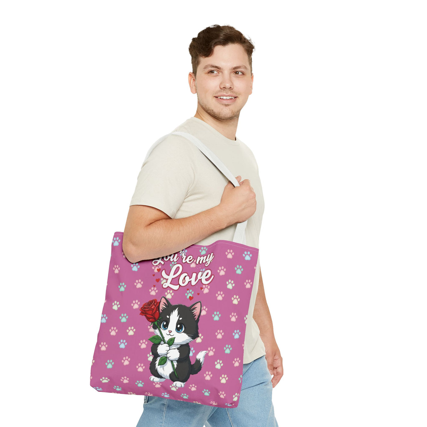 Cute Cat Lover Tote Bag - You're My Love style 1
