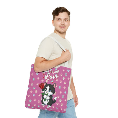 Cute Cat Lover Tote Bag - You're My Love style 1