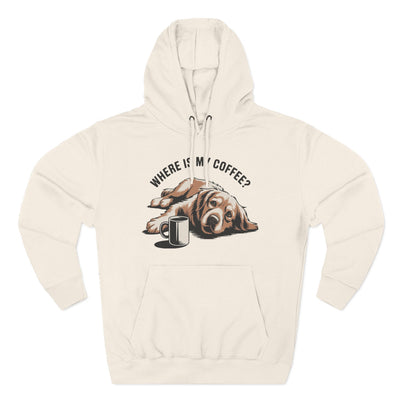 Where is my coffee? Cute Coffee-Loving Dog Fleece Pullover Hoodie style 1