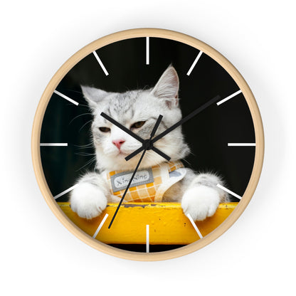 White Cat different colors Wall Clock
