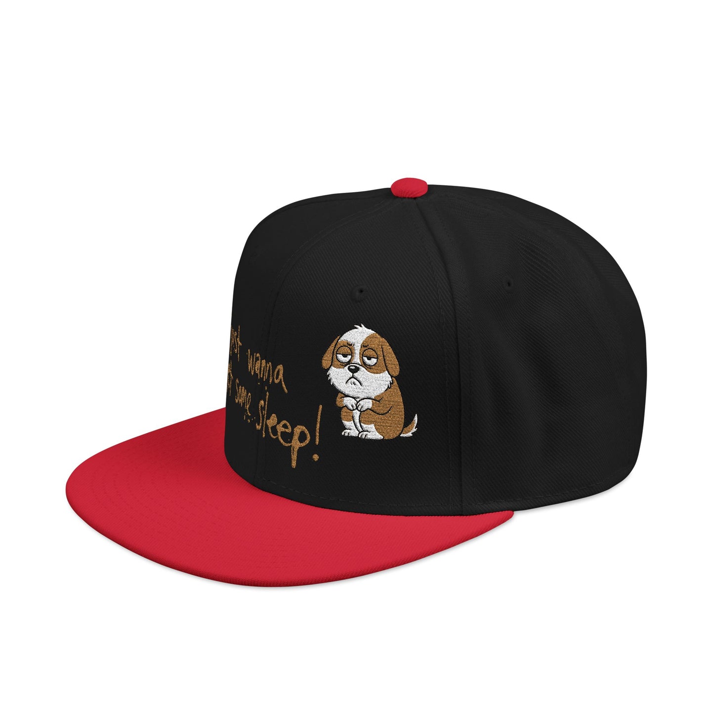 I just wanna get some sleep Embroidered Cute Puppy Snapback Hat
