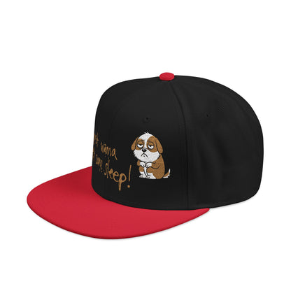I just wanna get some sleep Embroidered Cute Puppy Snapback Hat