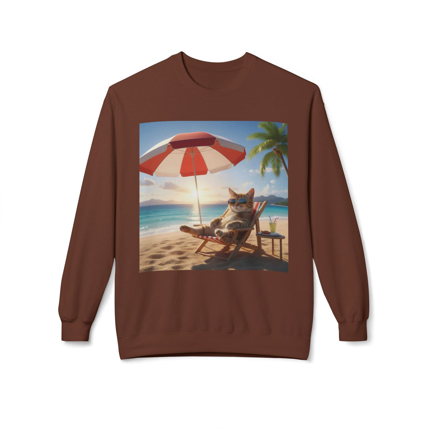 Beach Vibes Cat Crewneck Sweatshirt